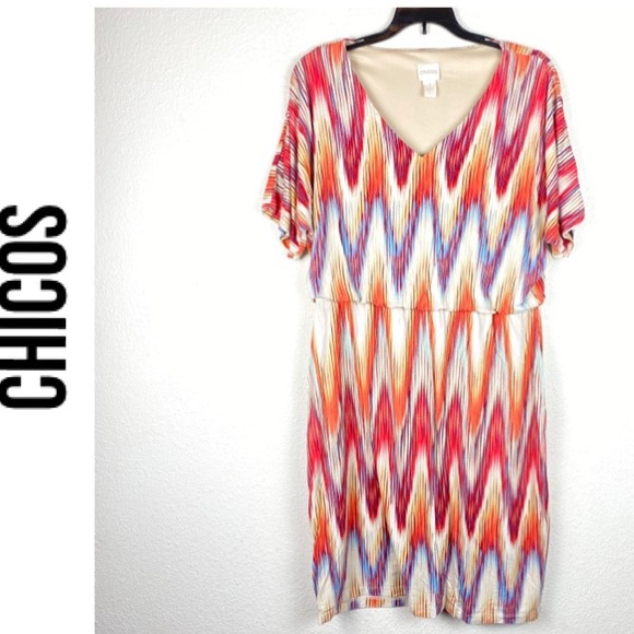 Chico's Dresses & Skirts - Chicos Chevron Dress Jersey Stretch Sz 1 / Med